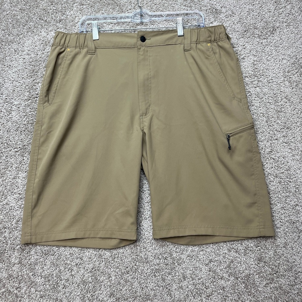 Wrangler Shorts Mens 40 Khaki Tan Cargo Elastic Waist Flat Front Hiking Outdoor - Picture 1 of 9